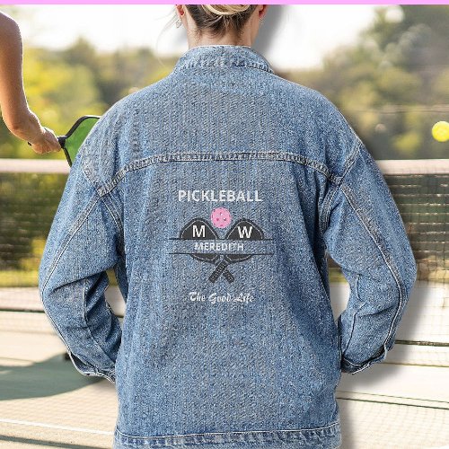 Pickleball Good Life Monogram Name Denim Jacket