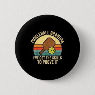 Pickleball grandpa vintage sunset paddle  button