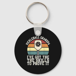 Pickleball grandpa vintage sunset paddle keychain