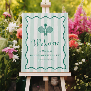 Pickleball Green Elegant Bachelorette Welcome Sign