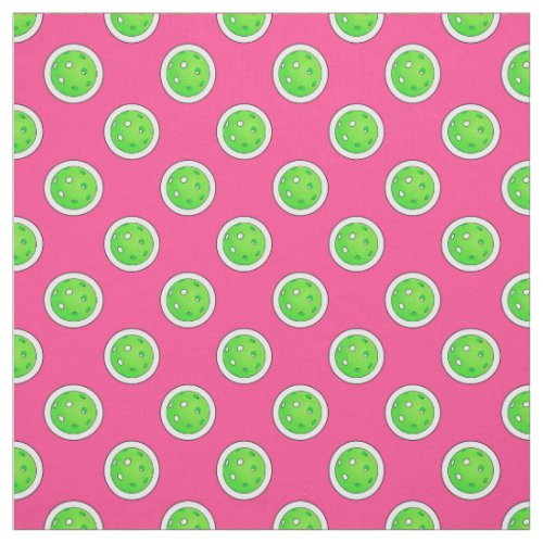 Pickleball Green Pickleballs Polka Dots Hot Pink Fabric