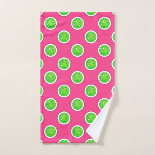 Pickleball Green Pickleballs Polka Dots Hot Pink Hand Towel