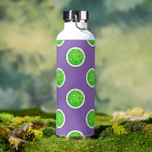 Pickleball Green Pickleballs Polka Dots Lavender Water Bottle