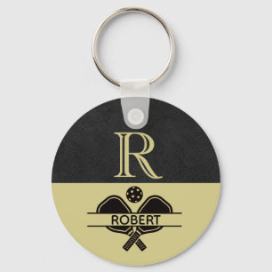 Pickleball Guy Custom Monogram Initial Name Keychain