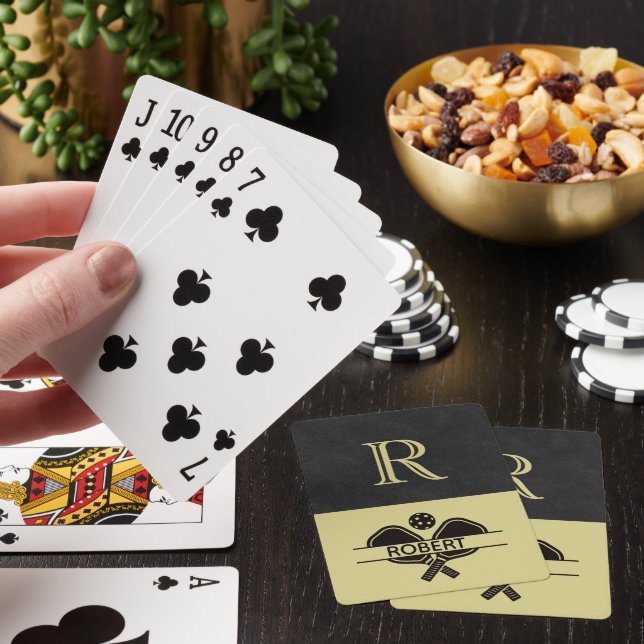 Pickleball Guy Custom Monogram Initial Name      Poker Cards (In Situ)