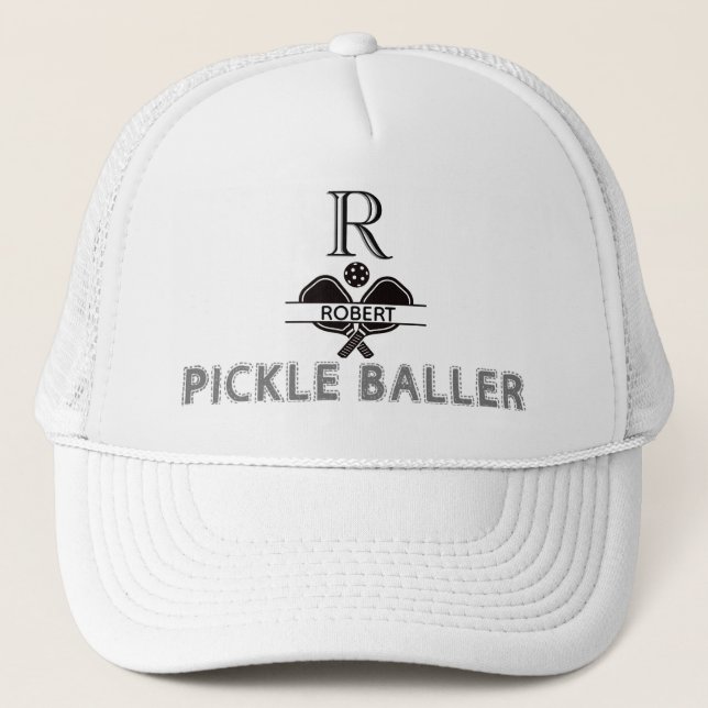 Pickleball Guy Custom Monogram Initial Name  Trucker Hat (Front)