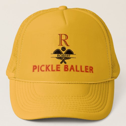 Pickleball Guy Custom Monogram Initial Name  Trucker Hat