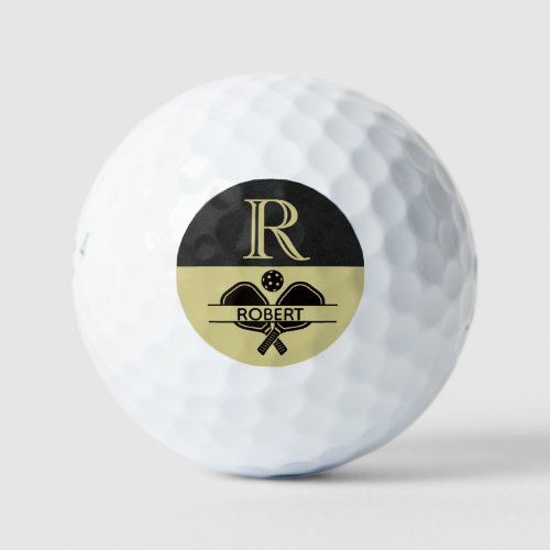 Pickleball Guy Golfer Monogram Initial Name  Golf Balls