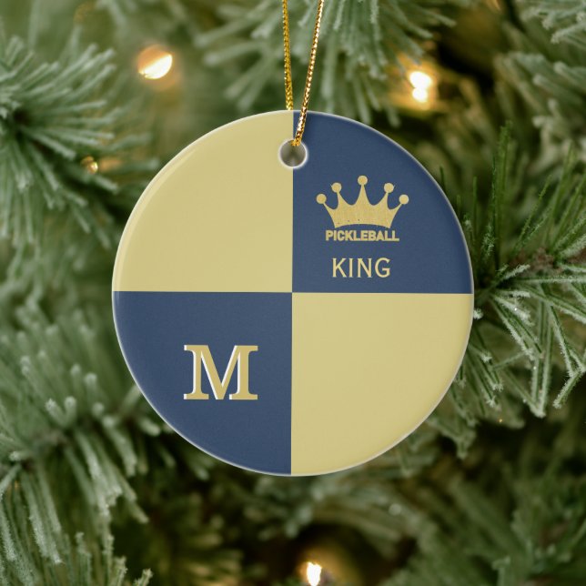 Pickleball Guy King Monogram Initial Ceramic Ornament (Tree)