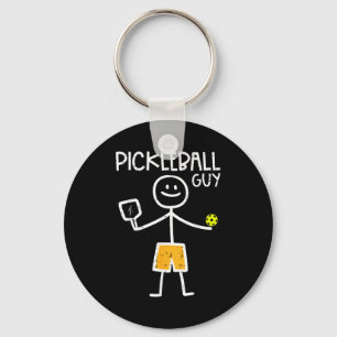 Pickleball guy stickman pickle ball men boys kids keychain
