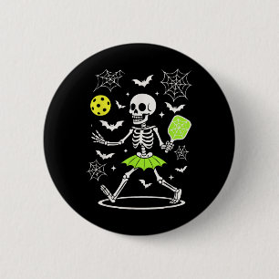 Pickleball Halloween Costume, Spooky Season Skelet Button