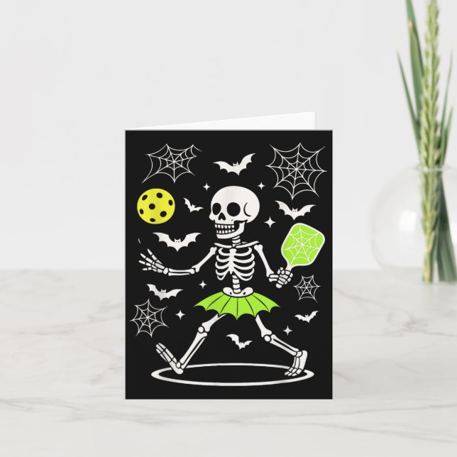 Pickleball Halloween Costume, Spooky Season Skelet Card (Front)