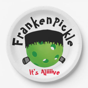 Pickleball Halloween - FrankenPickle - It's Alive Paper Plates