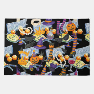 Pickleball halloween party for cat lovers kitchen  doormat