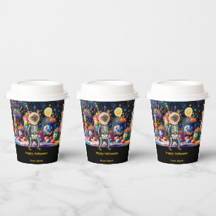 Pickleball halloween party for cat lovers paper cups