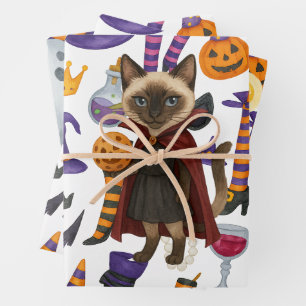 Pickleball halloween party for cat lovers  wrapping paper sheets