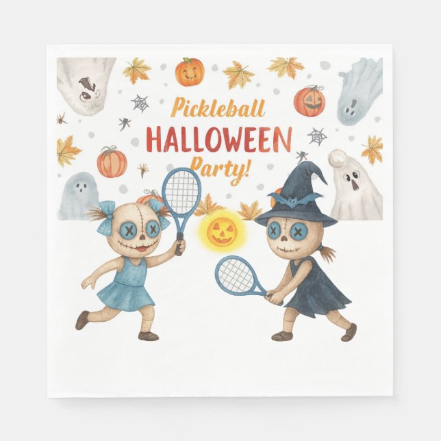Pickleball Halloween Party with paddle and ball  Napkins (Front)