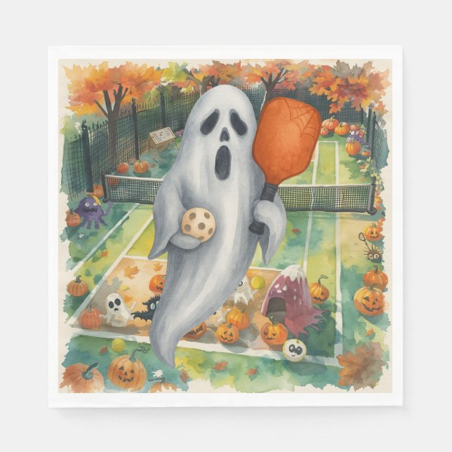 Pickleball Halloween Party with paddle and ball  Napkins (Front)