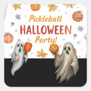 Pickleball Halloween Party  with paddle and ball Square Sticker