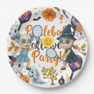 Pickleball Halloween themed for party Paper Plates