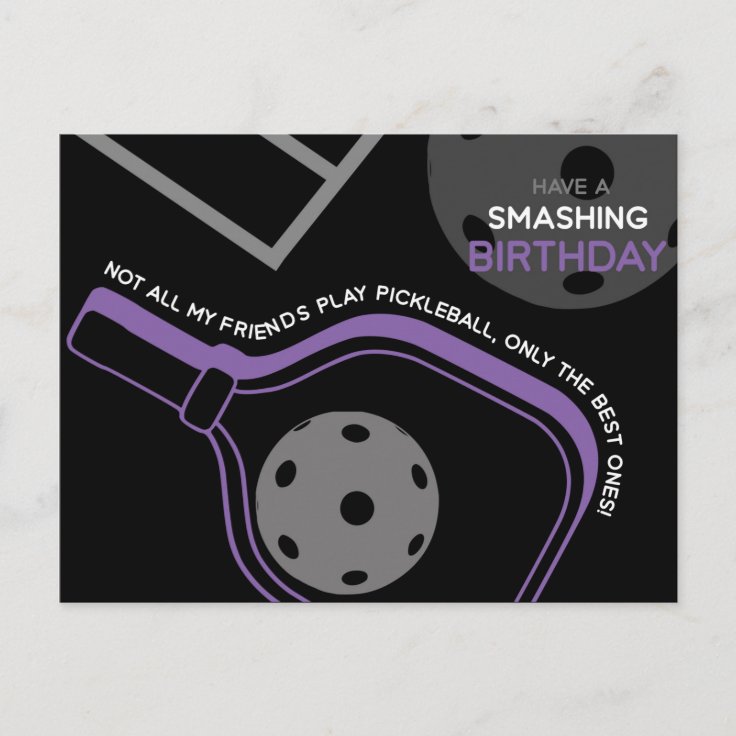 Pickleball Happy Birthday Black Customizable Card Zazzle