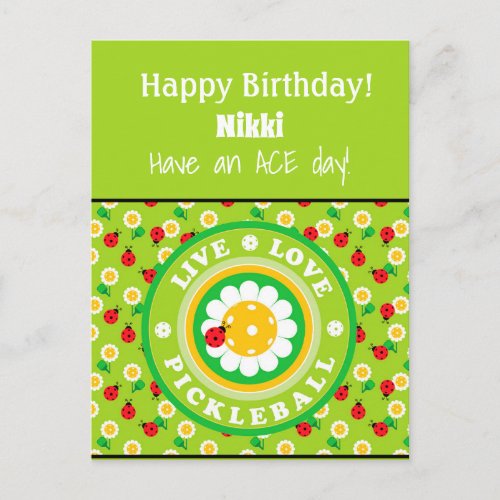 Pickleball Happy Birthday Cute Customizable  Card