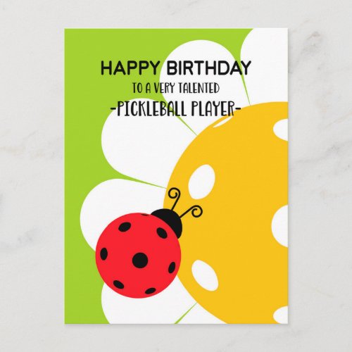 Pickleball Happy Birthday Cute Green Customizable Postcard