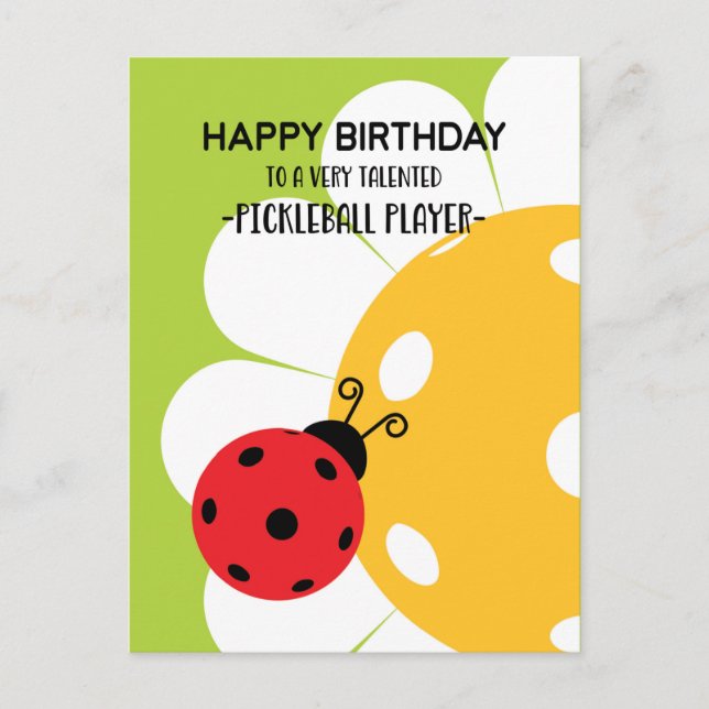Pickleball Happy Birthday Cute Green Customizable Postcard (Front)