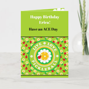 Pickleball Happy Birthday Green  Customizable Card