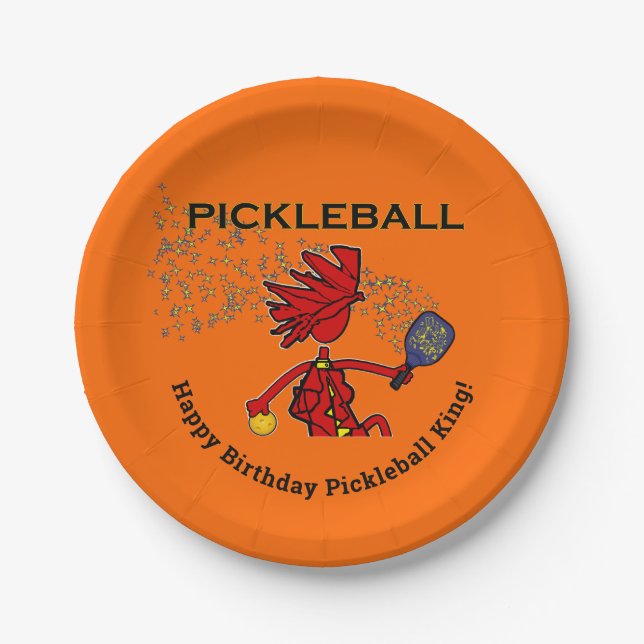 Pickleball Happy Birthday!  Paper Plates  (Front)