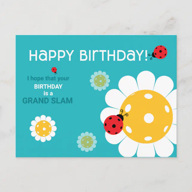 Pickleball Happy Birthday Turquoise Customizable Postcard | Zazzle