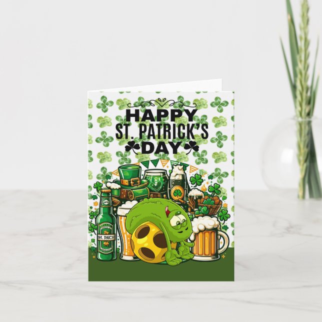 Pickleball Happy St. Patrick's Day Holiday Card (Front)