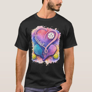 Pickleball Heart Colorful Paddle And Ball For T-Shirt