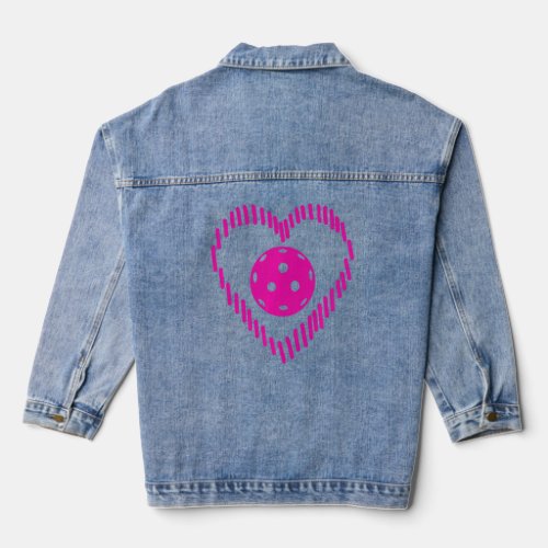 Pickleball Heart For Pickleball Girls Women  Denim Jacket