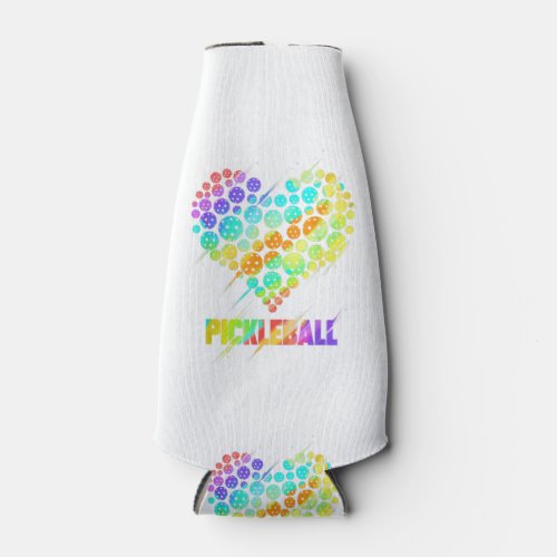 Pickleball Heart _ Funny Colorful Paddle Sports Pl Bottle Cooler
