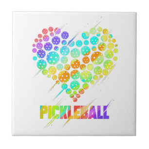 Pickleball Heart - Funny Colorful Paddle Sports Pl Ceramic Tile