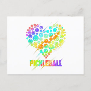 Pickleball Heart - Funny Colorful Paddle Sports Pl Holiday Postcard