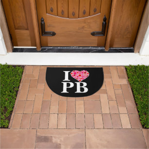 Pickleball Heart Pink and Red I Heart PB Doormat