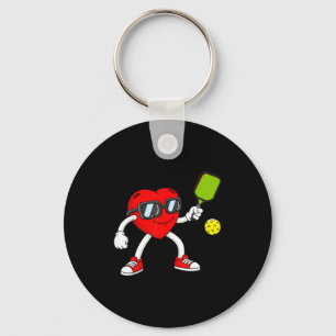Pickleball heart valentine day cute love keychain