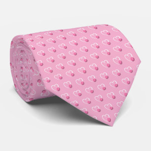 Pickleball Heart Valentine Love Pink on Pale Pink Neck Tie