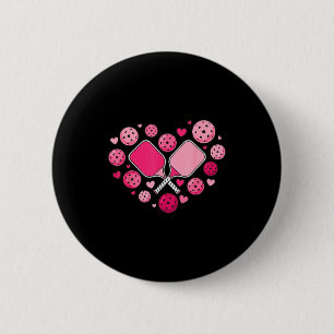 Pickleball heart valentine's women girls pickle button