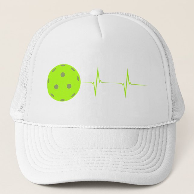 Pickleball Heartbeat Baseball Hat - Green (Front)