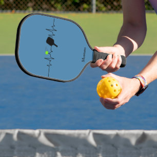 Pickleball Heartbeat Blue Carbon - Custom Name Carbon Fiber Pickleball Paddle