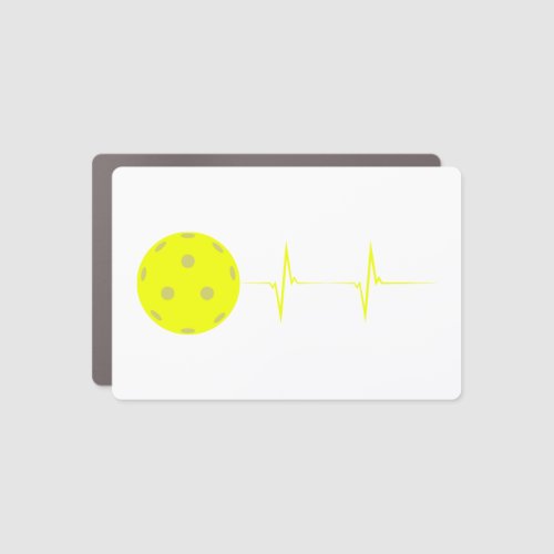 Pickleball Heartbeat Car Magnet _ Yellow