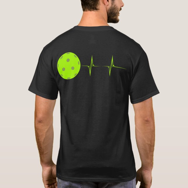 Pickleball Heartbeat Men/WomenTee Shirt - Green (Back)