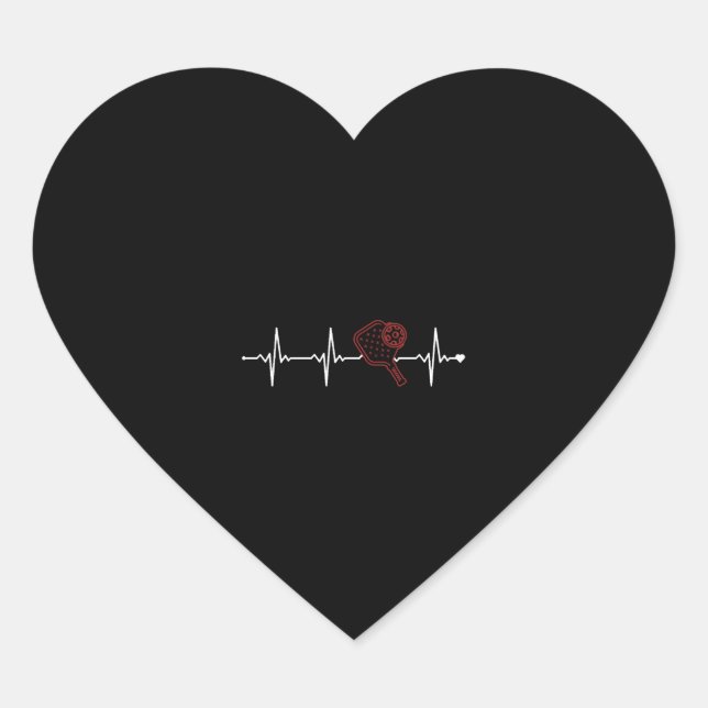 Pickleball Heartbeat Player Pro Team Coach Heart Sticker (Front)