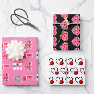 Pickleball Hearts Love Spelled with Pickleballs Wrapping Paper Sheets