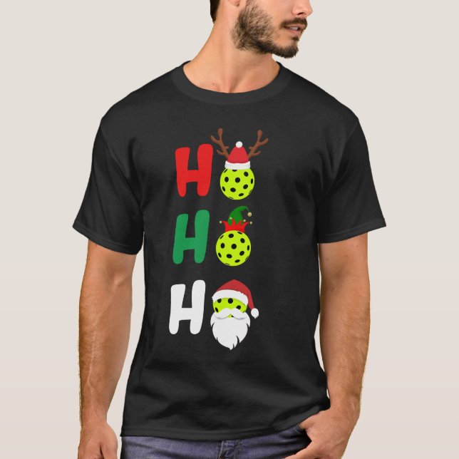 Pickleball  Ho Ho Ho - Christmas Pickleball T-Shirt (Front)