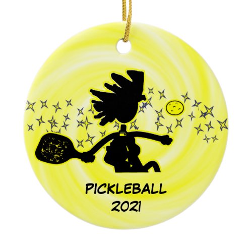 Pickleball Holiday Christmas Ceramic Ornament