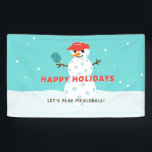 Pickleball Holiday Christmas Funny Snowman Party Banner<br><div class="desc">Your family and friends will get a chuckle when they see this Pickleball snowman holiday party sign! In red,  blue and white. Some text is customizable. Part of a collection from Parcel Studios.</div>